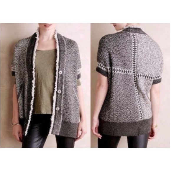 Angel of the North Wool Shrugged Cardigan XS/S Gray Fringe Dolman Anthropologie - Picture 1 of 11